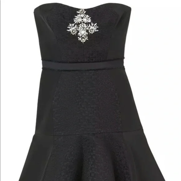 Rebecca Taylor Strapless Beaded Cloque Dress SZ.10 - Picture 4 of 4